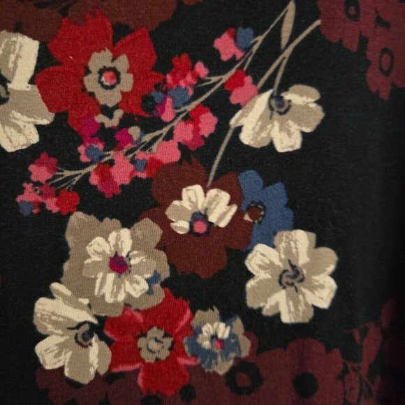 J. Jill Wearever Collection Dark Autumnal Floral 3/4 Sleeve Dress Size M - Picture 3 of 6